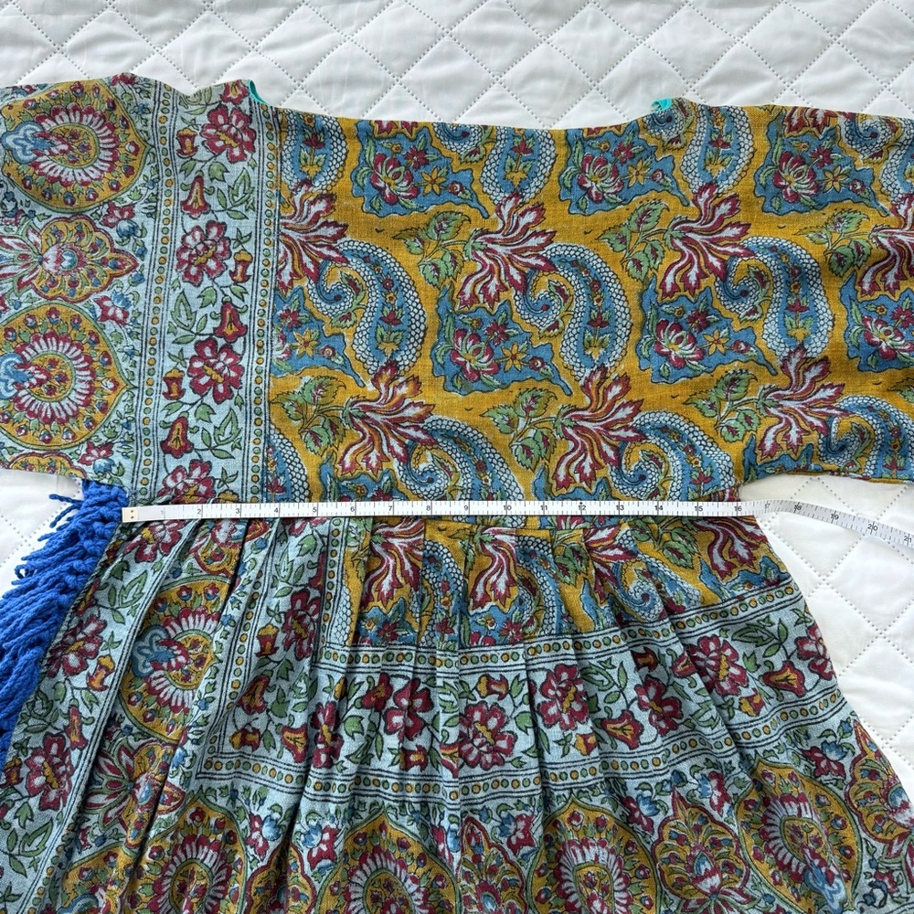 Boho Paisley Fringe Tunic Dress Festival Hippie Folk Kimono Tassel Mini OS - Picture 11 of 12